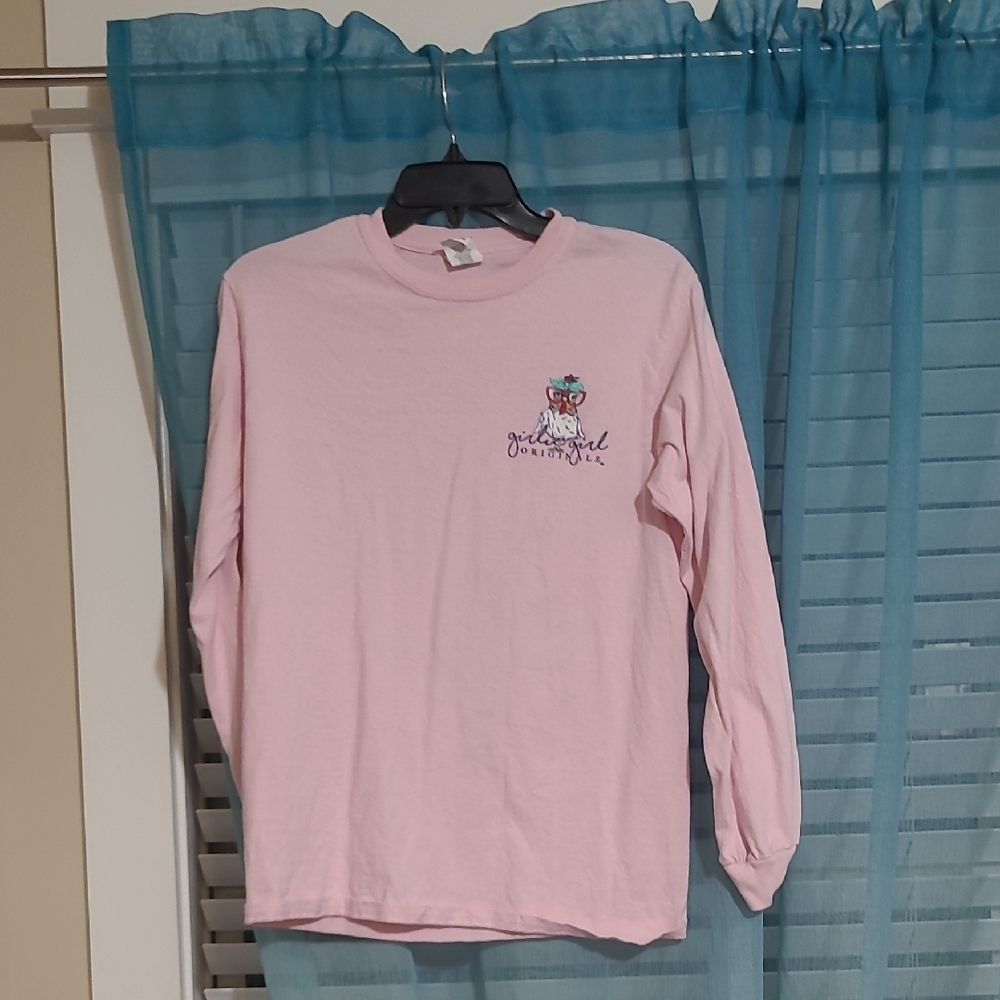 Gildan Pink Long Sleeve Tee Comfortable Cotton Blend